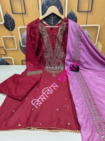 এসি কটন এর এমব্রয়ডারি  কাজ করা