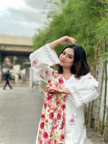 ভাইরাল সাদা পরী থ্রি পিস ড্রেস