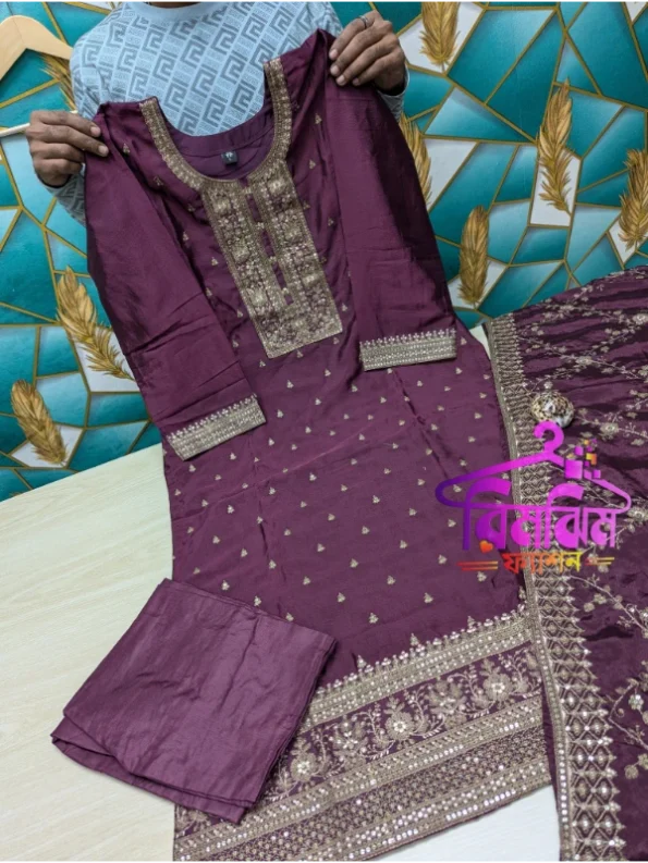 প্রিমিয়াম লাক্সারি চিননের 4 পিস ড্রেস