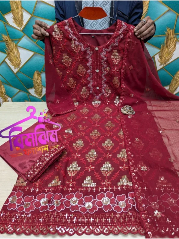 প্রিমিয়াম চিনন জর্জেটের 4 পিস ড্রেস