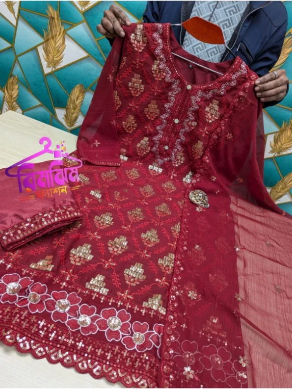 প্রিমিয়াম চিনন জর্জেটের 4 পিস ড্রেস