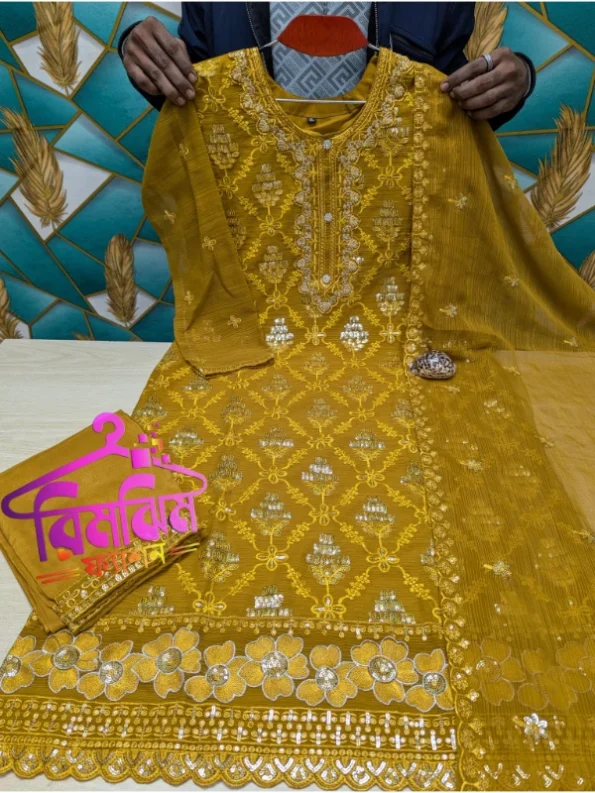 প্রিমিয়াম চিনন জর্জেটের 4 পিস ড্রেস