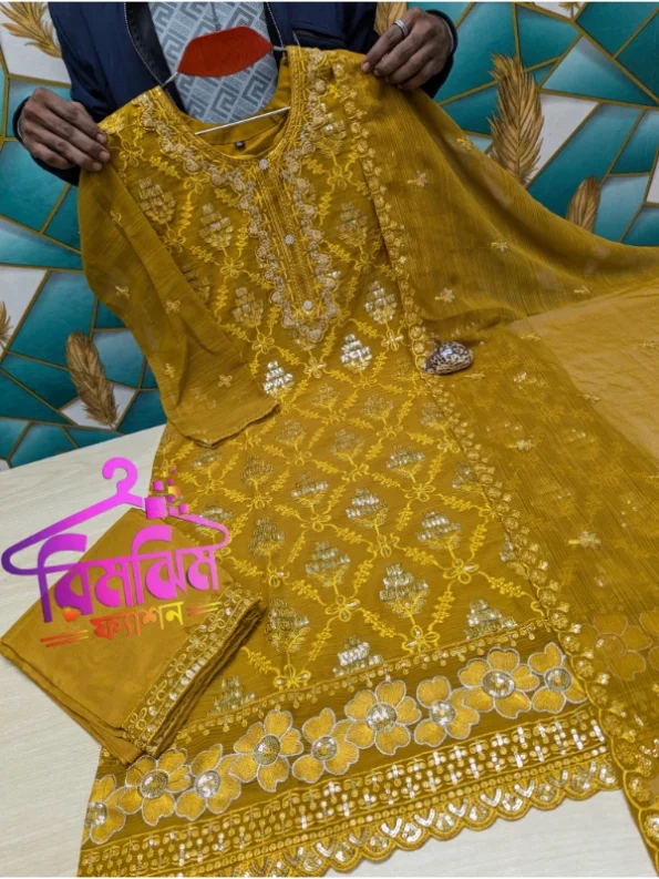 প্রিমিয়াম চিনন জর্জেটের 4 পিস ড্রেস