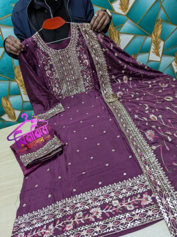 লাক্সারি জর্জেট সিকুয়েন্স 4 পিস ড্রেস