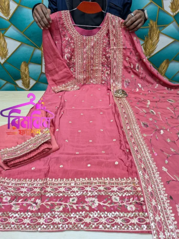 লাক্সারি জর্জেট সিকুয়েন্স 4 পিস ড্রেস