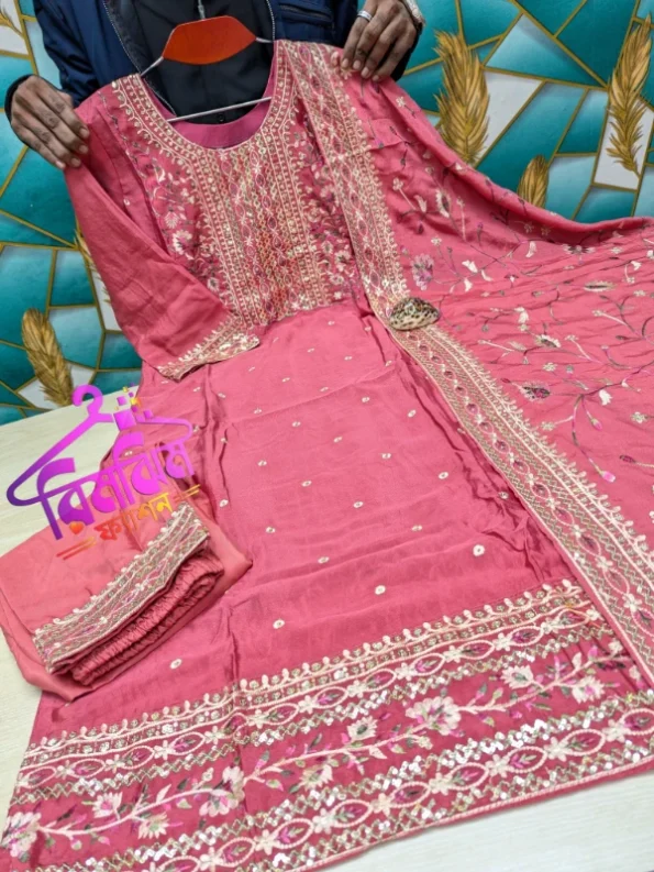 লাক্সারি জর্জেট সিকুয়েন্স 4 পিস ড্রেস