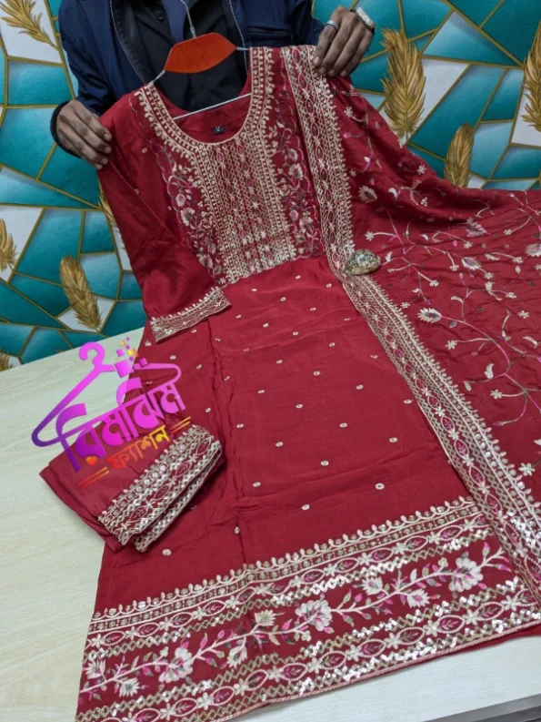 লাক্সারি জর্জেট সিকুয়েন্স 4 পিস ড্রেস