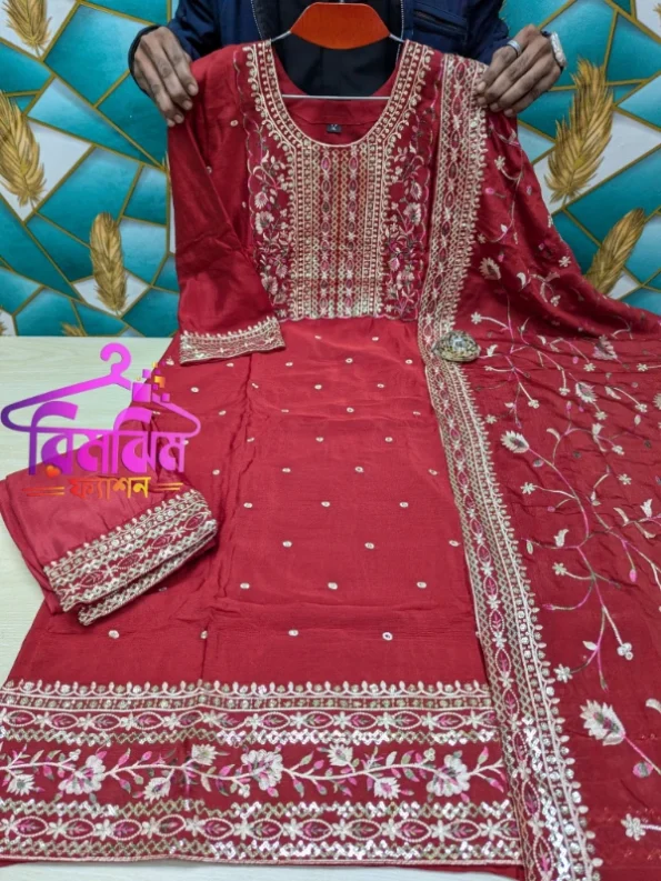 লাক্সারি জর্জেট সিকুয়েন্স 4 পিস ড্রেস