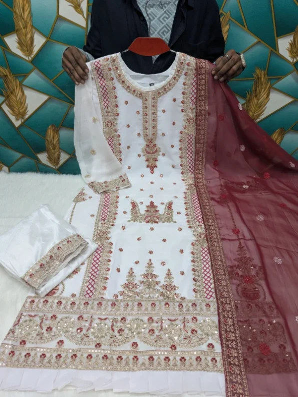 লাক্সারি জর্জেট সিকুয়েন্স 4 পিস ড্রেস