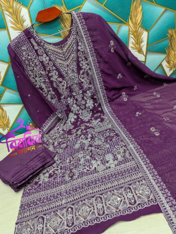 লাক্সারি জর্জেট সিকুয়েন্স 4 পিস ড্রেস