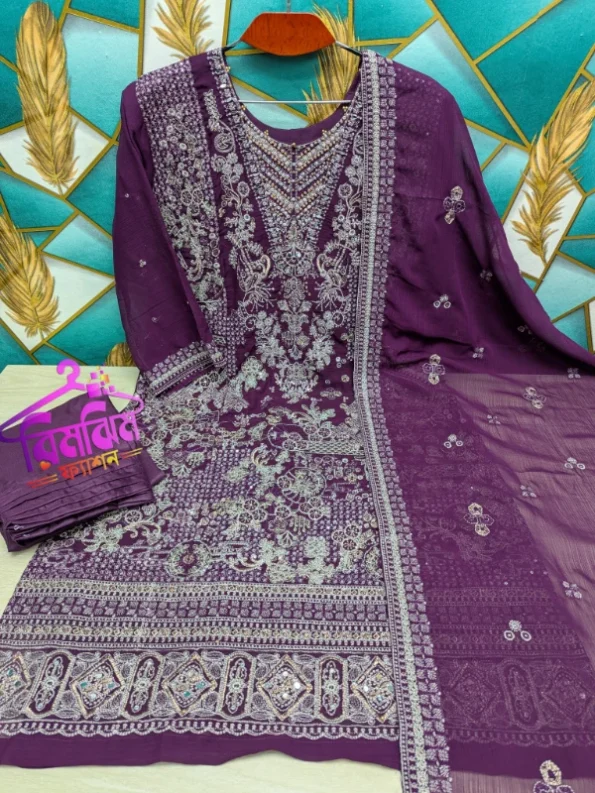 লাক্সারি জর্জেট সিকুয়েন্স 4 পিস ড্রেস