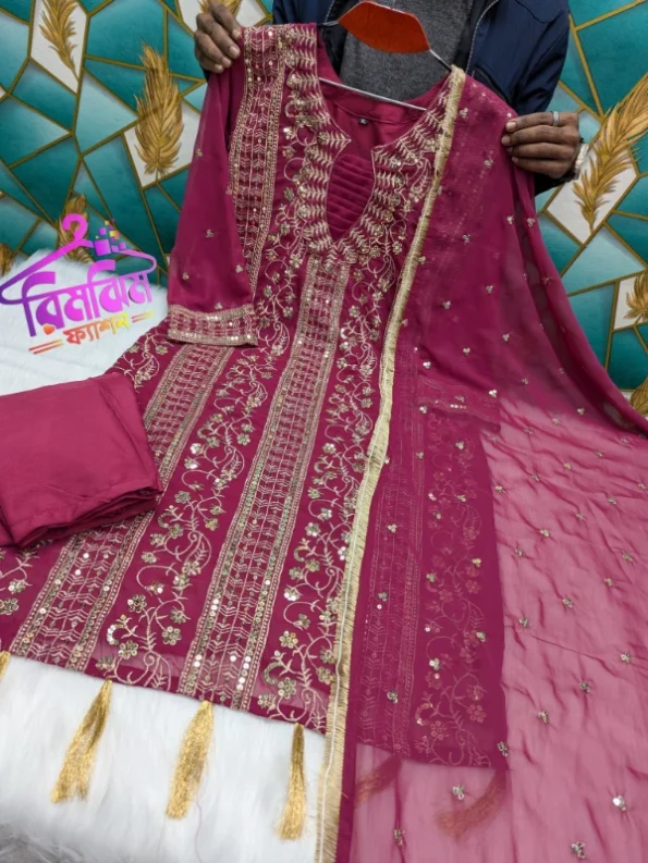 লাক্সারি জর্জেট সিকুয়েন্স 4 পিস ড্রেস