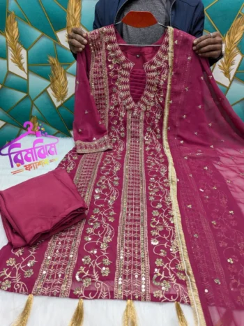 লাক্সারি জর্জেট সিকুয়েন্স 4 পিস ড্রেস