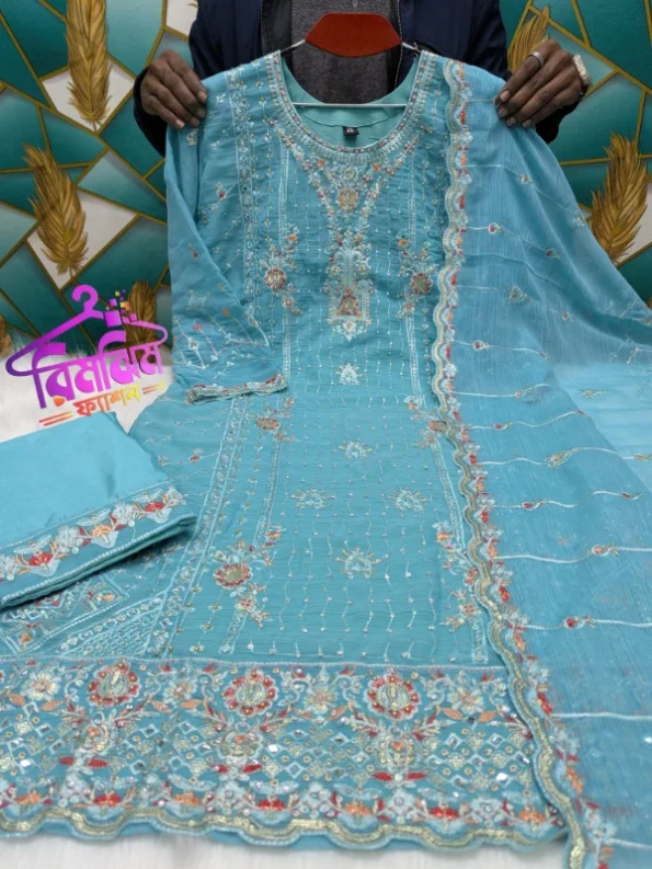 প্রিমিয়াম কোয়ালিটি জর্জেট সিকোয়েন্স ওয়ার্ক ড্রেস