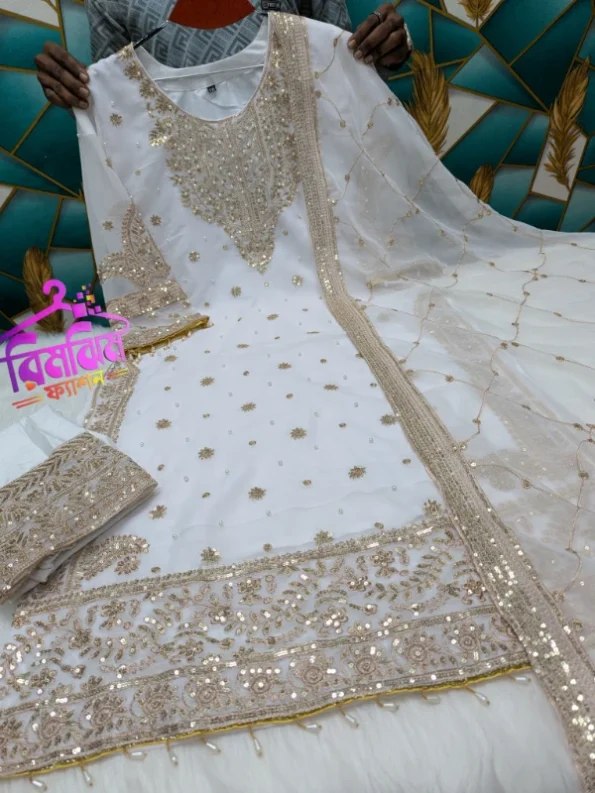 প্রিমিয়াম কোয়ালিটি জর্জেট সিকোয়েন্স ওয়ার্ক ড্রেস