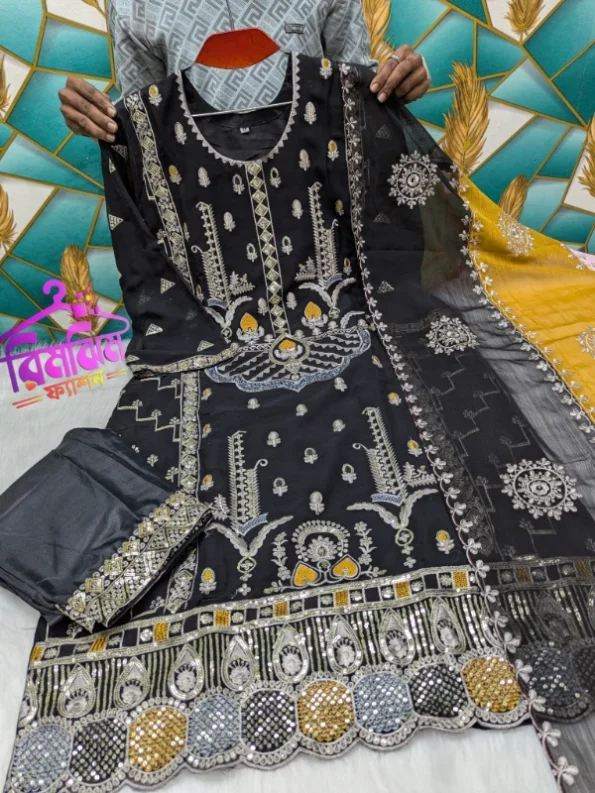 প্রিমিয়াম কোয়ালিটি জর্জেট সিকোয়েন্স ওয়ার্ক ড্রেস