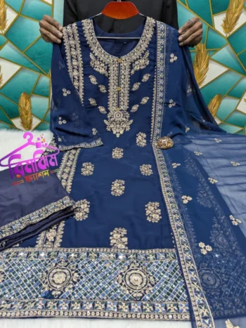 লাক্সারি জর্জেট স্টোন ওয়ার্ক পার্টি ড্রেস