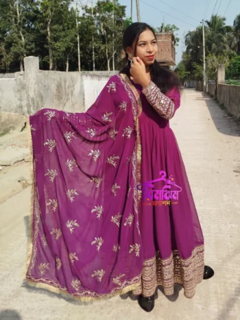 গর্জিয়াস আনারকলি গাউন ড্রেস (বেগুনি কালার)